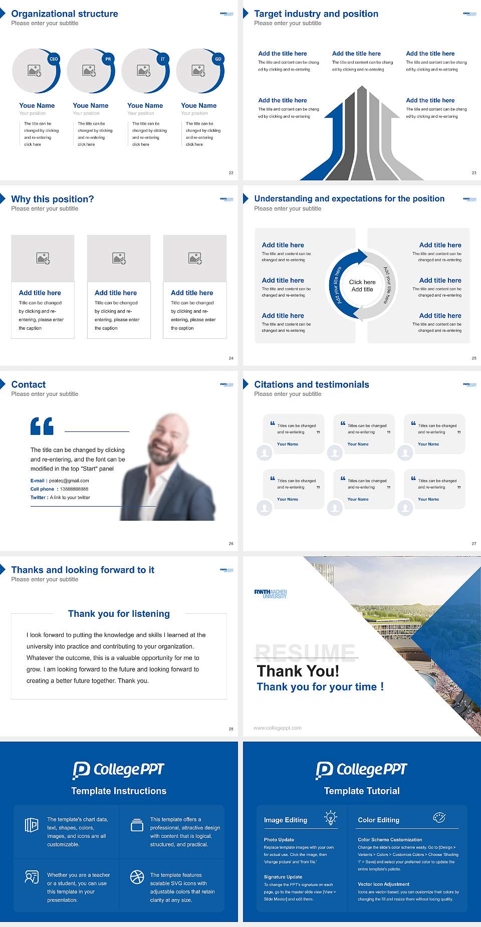 RWTH Aachen University – Aachen campus Resume PPT Template4:3 ratio PPT effect preview image4