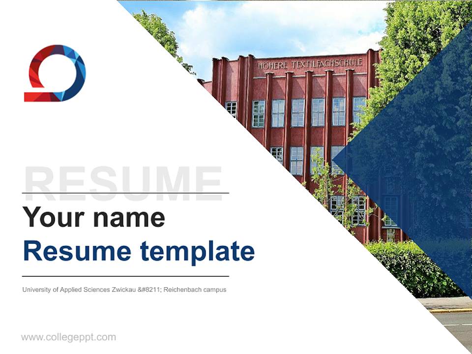 University of Applied Sciences Zwickau – Reichenbach campus Resume PPT Template4:3 ratio PPT effect preview image5