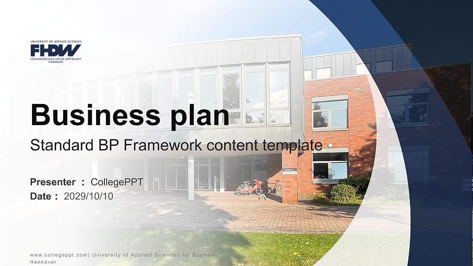 University of Applied Sciences for Business Hannover Competition/Entrepreneurship Contest PPT Template16:9 ratio PPT effect preview image