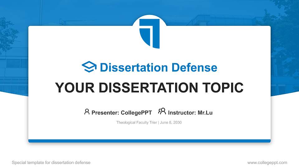 Theological Faculty Trier Graduation Thesis Defense PPT Template16:9 ratio PPT effect preview image