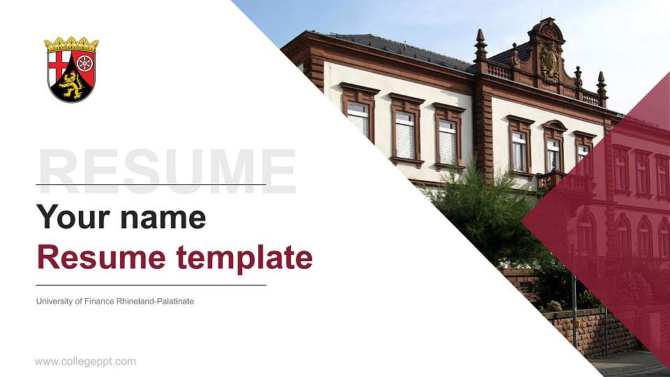 University of Finance Rhineland-Palatinate Resume PPT Template16:9 ratio PPT effect preview image
