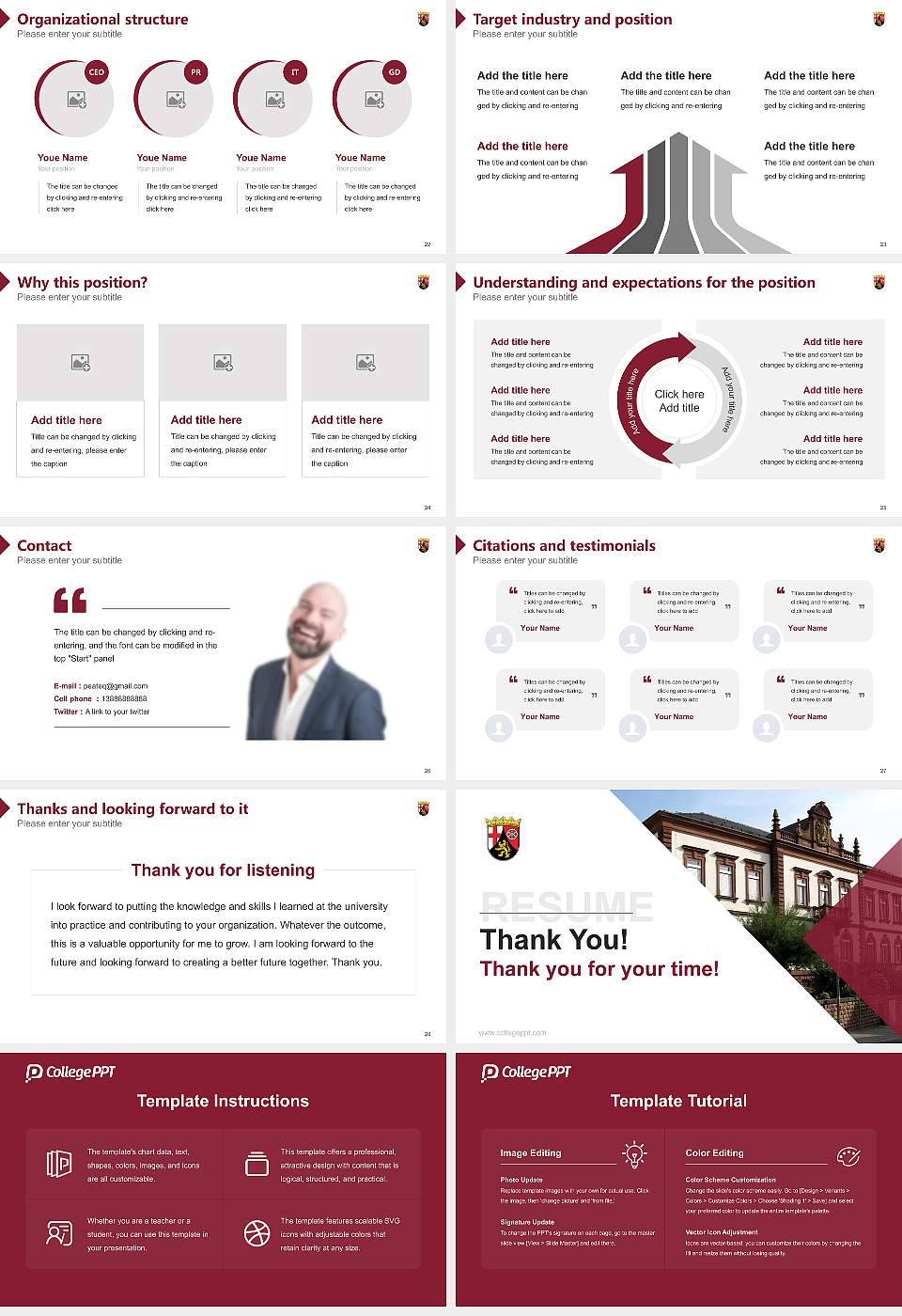 University of Finance Rhineland-Palatinate Resume PPT Template16:9 ratio PPT effect preview image4
