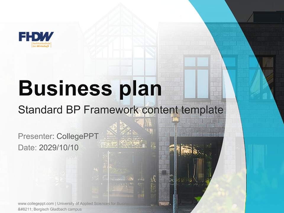 University of Applied Sciences for Business – Bergisch Gladbach campus Competition/Entrepreneurship Contest PPT Template4:3 ratio PPT effect preview image9