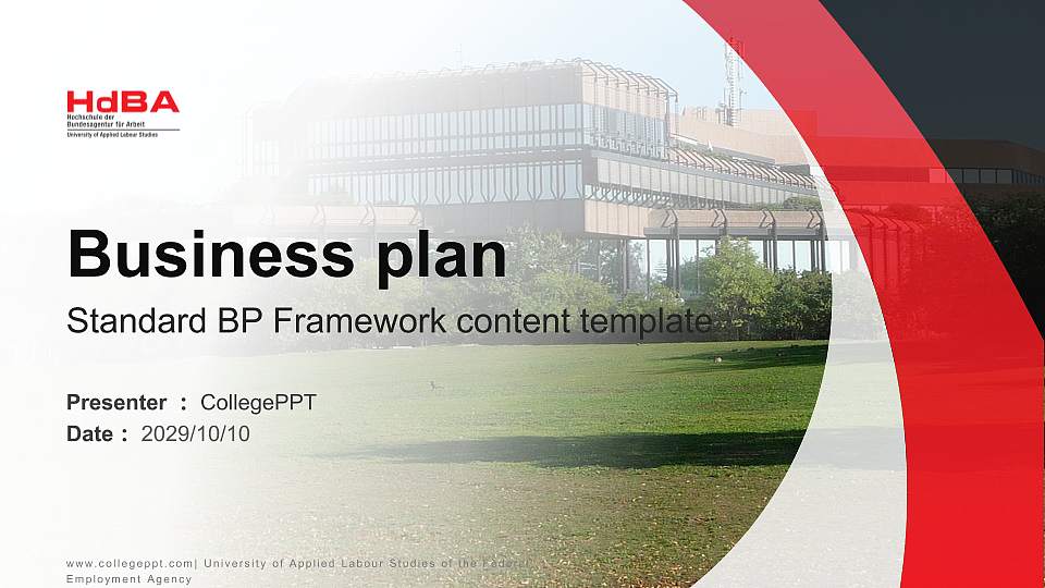 University of Applied Labour Studies of the Federal Employment Agency Competition/Entrepreneurship Contest PPT Template16:9 ratio PPT effect preview image