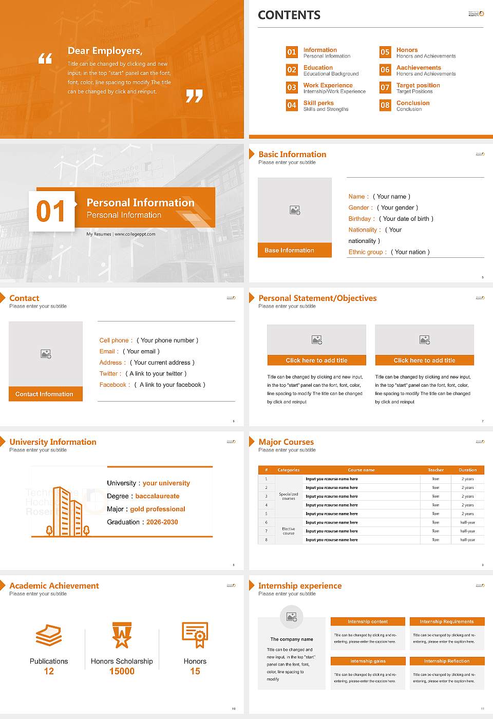 Rosenheim Technical University of Applied Sciences – Mühldorf am Inn campus Resume PPT Template16:9 ratio PPT effect preview image2