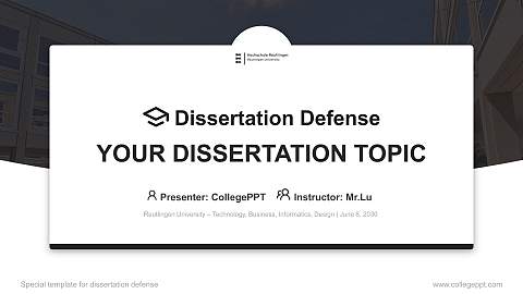 Reutlingen University – Technology, Business, Informatics, Design Graduation Thesis Defense PPT Template