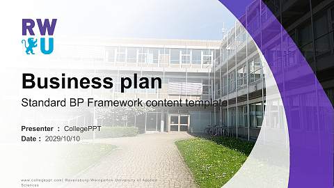 Ravensburg-Weingarten University of Applied Sciences Competition/Entrepreneurship Contest PPT Template