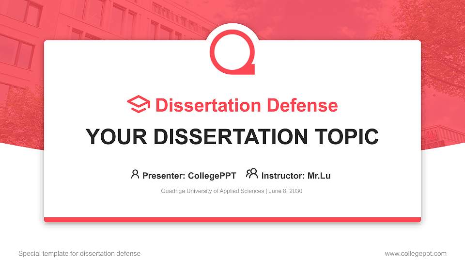 Quadriga University of Applied Sciences Graduation Thesis Defense PPT Template16:9 ratio PPT effect preview image