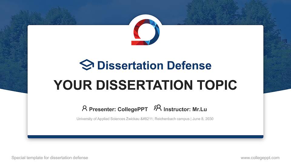 University of Applied Sciences Zwickau – Reichenbach campus Graduation Thesis Defense PPT Template16:9 ratio PPT effect preview image