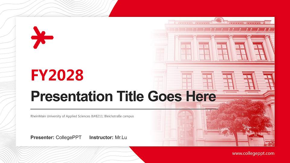 RheinMain University of Applied Sciences – Bleichstraße campus Academic Presentation/Research Findings Report PPT Template16:9 ratio PPT effect preview image