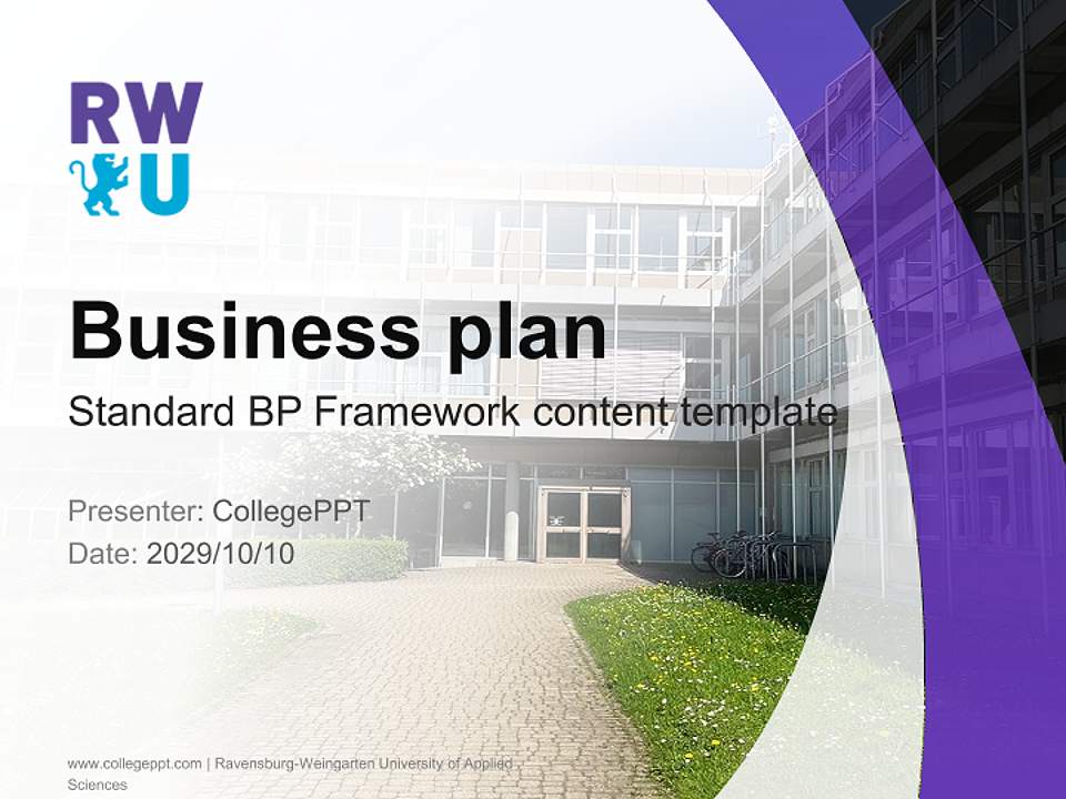 Ravensburg-Weingarten University of Applied Sciences Competition/Entrepreneurship Contest PPT Template4:3 ratio PPT effect preview image9