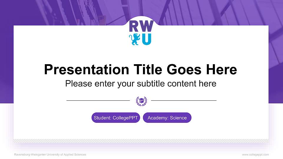 Ravensburg-Weingarten University of Applied Sciences National Scholarship Defense PPT Template16:9 ratio PPT effect preview image