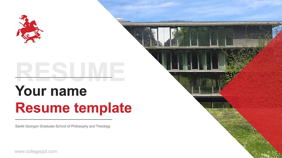 Sankt Georgen Graduate School of Philosophy and Theology Resume PPT Template16:9 ratio PPT effect preview image