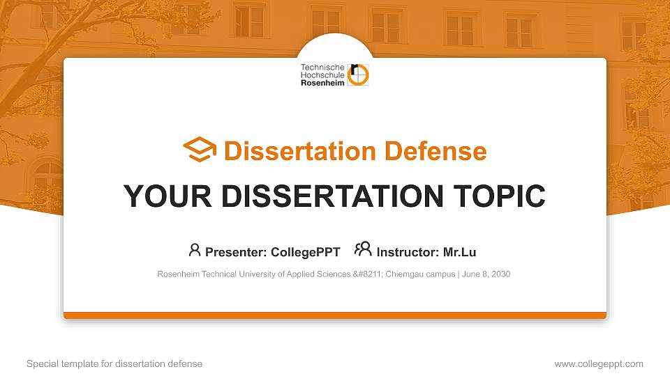 Rosenheim Technical University of Applied Sciences – Chiemgau campus Graduation Thesis Defense PPT Template16:9 ratio PPT effect preview image