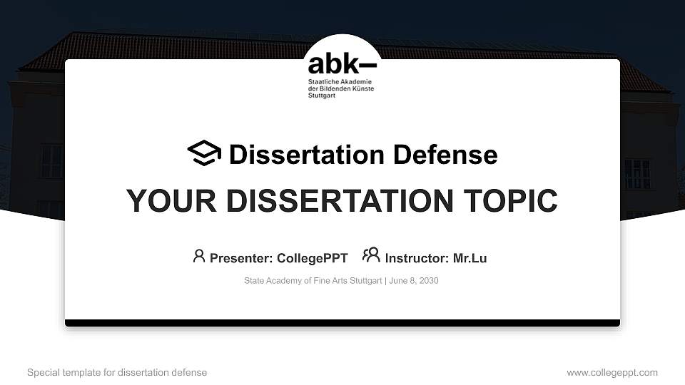 State Academy of Fine Arts Stuttgart Graduation Thesis Defense PPT Template16:9 ratio PPT effect preview image