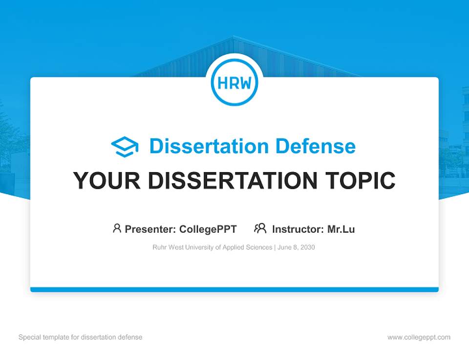 Ruhr West University of Applied Sciences Graduation Thesis Defense PPT Template4:3 ratio PPT effect preview image7