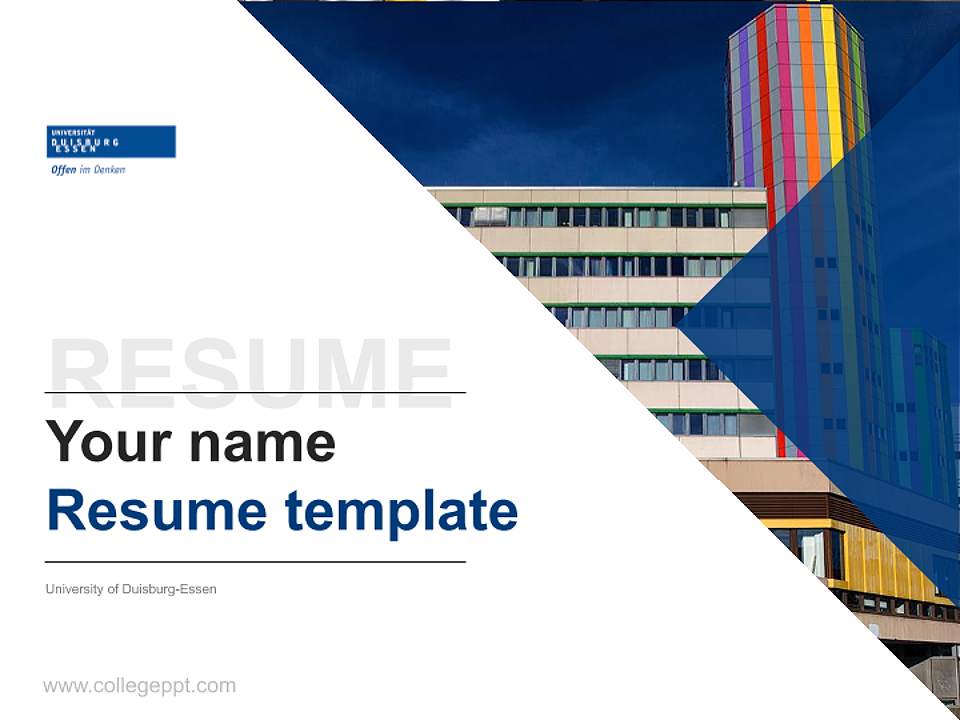 University of Duisburg-Essen Resume PPT Template4:3 ratio PPT effect preview image5