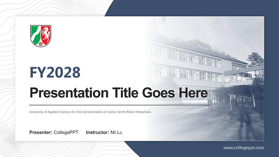 University of Applied Sciences for the Administration of Justice North Rhine-Westphalia Academic Presentation/Research Findings Report PPT Template16:9 ratio PPT effect preview image