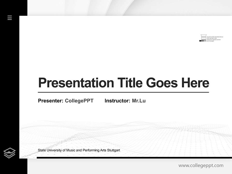 State University of Music and Performing Arts Stuttgart Thesis Proposal/Graduation Defense PPT Template4:3 ratio PPT effect preview image5