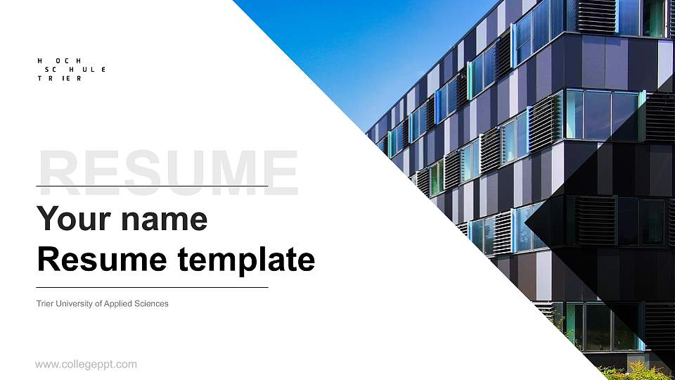 Trier University of Applied Sciences Resume PPT Template16:9 ratio PPT effect preview image