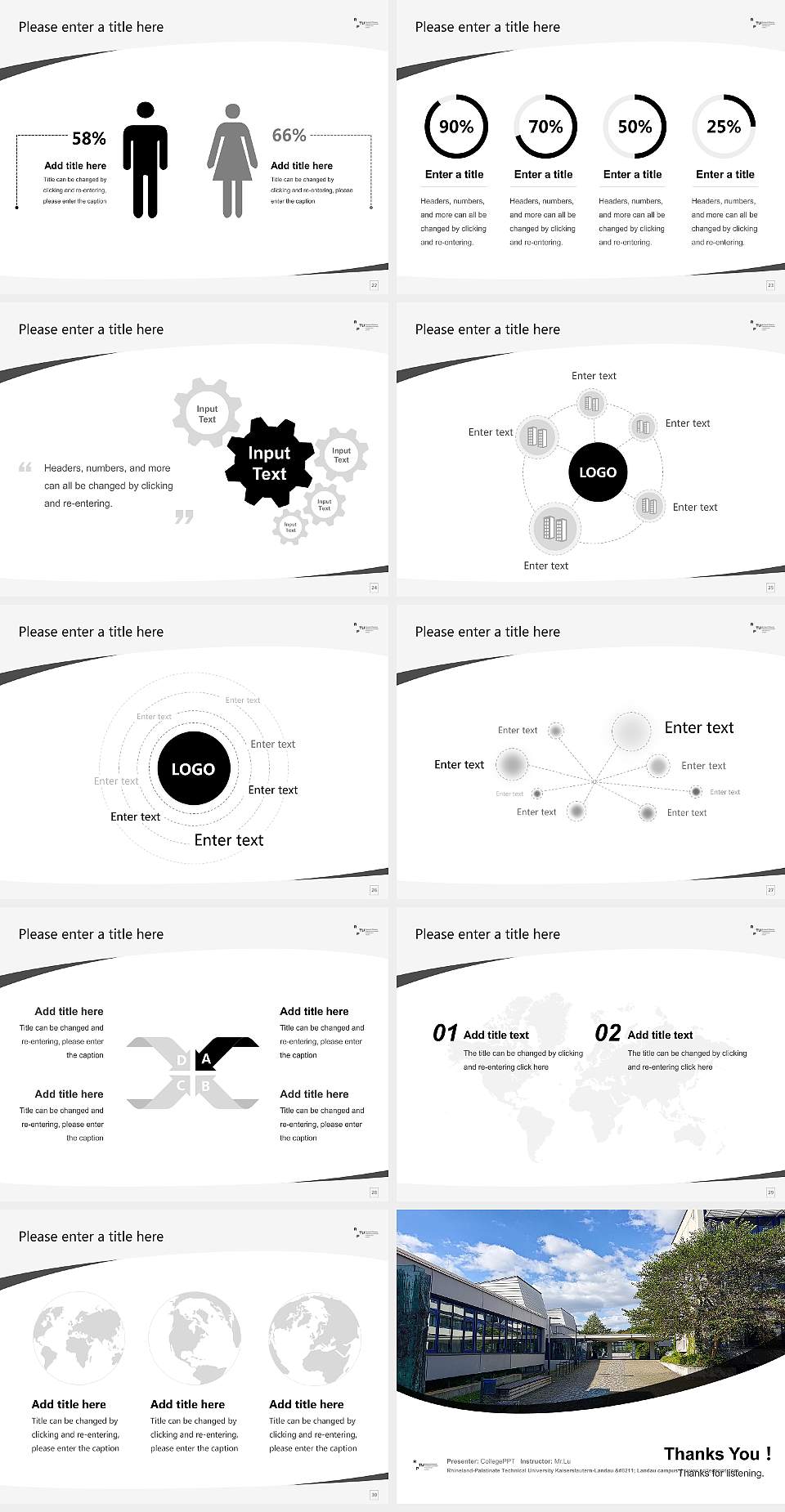 Rhineland-Palatinate Technical University Kaiserslautern-Landau – Landau campus Course/Courseware Creation PPT Template4:3 ratio PPT effect preview image4