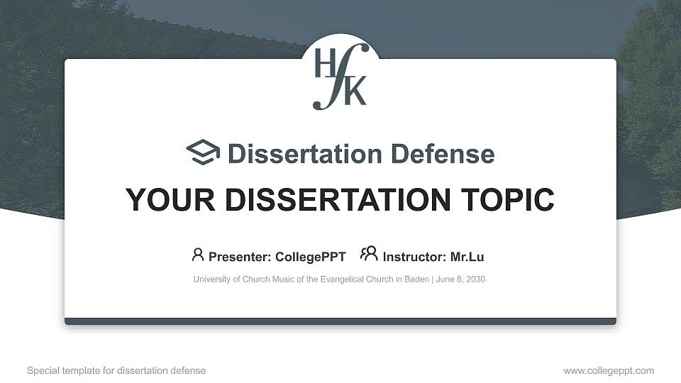 University of Church Music of the Evangelical Church in Baden Graduation Thesis Defense PPT Template16:9 ratio PPT effect preview image