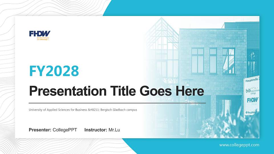 University of Applied Sciences for Business – Bergisch Gladbach campus Academic Presentation/Research Findings Report PPT Template16:9 ratio PPT effect preview image