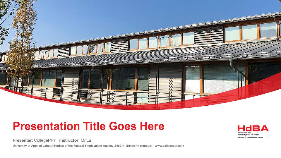 University of Applied Labour Studies of the Federal Employment Agency – Schwerin campus Course/Courseware Creation PPT Template16:9 ratio PPT effect preview image