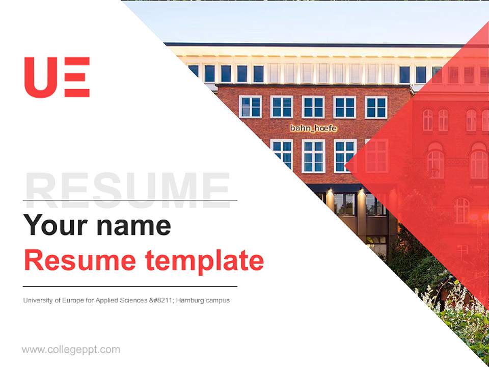 University of Europe for Applied Sciences – Hamburg campus Resume PPT Template4:3 ratio PPT effect preview image5
