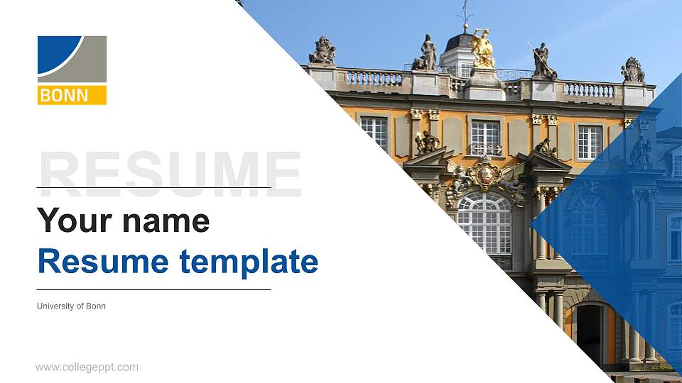 University of Bonn Resume PPT Template16:9 ratio PPT effect preview image