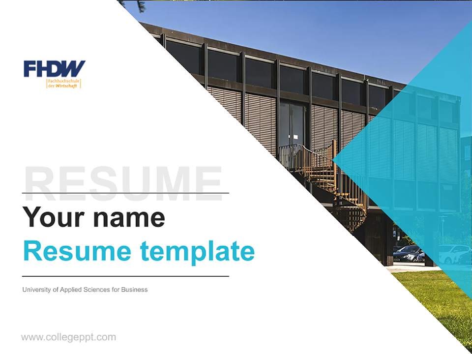 University of Applied Sciences for Business Resume PPT Template4:3 ratio PPT effect preview image5