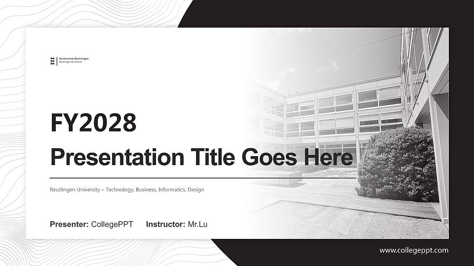 Reutlingen University – Technology, Business, Informatics, Design Academic Presentation/Research Findings Report PPT Template16:9 ratio PPT effect preview image