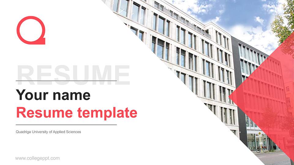 Quadriga University of Applied Sciences Resume PPT Template16:9 ratio PPT effect preview image