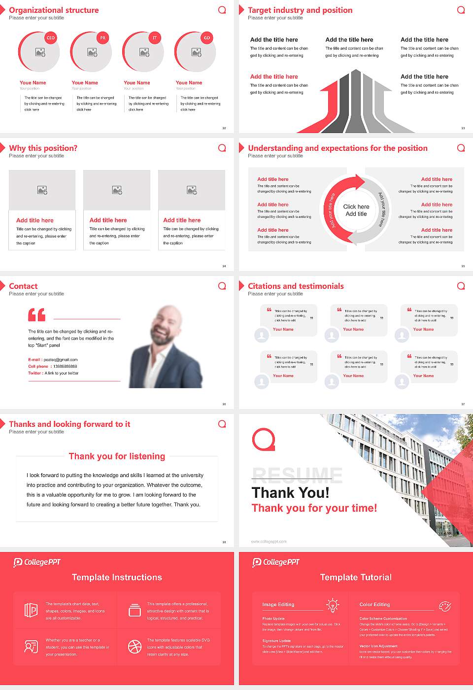 Quadriga University of Applied Sciences Resume PPT Template16:9 ratio PPT effect preview image4