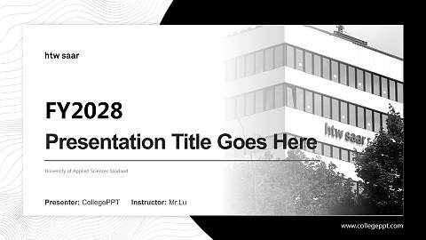 University of Applied Sciences Saarland Academic Presentation/Research Findings Report PPT Template