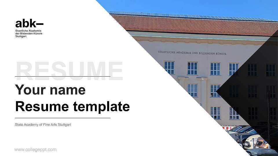 State Academy of Fine Arts Stuttgart Resume PPT Template16:9 ratio PPT effect preview image