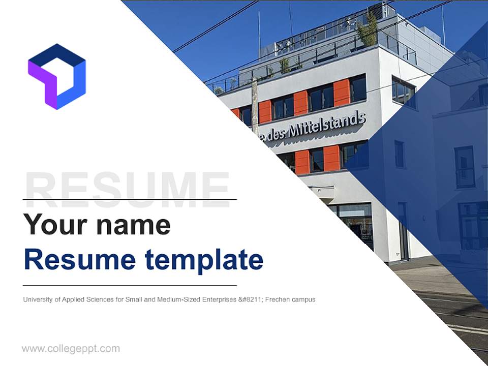 University of Applied Sciences for Small and Medium-Sized Enterprises – Frechen campus Resume PPT Template4:3 ratio PPT effect preview image5