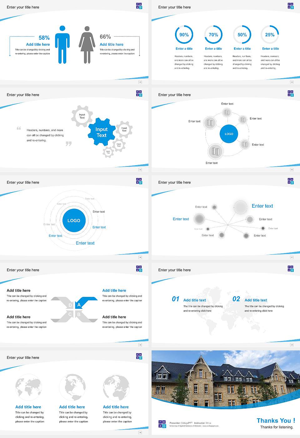 University of Applied Sciences of Diakonie Course/Courseware Creation PPT Template16:9 ratio PPT effect preview image4