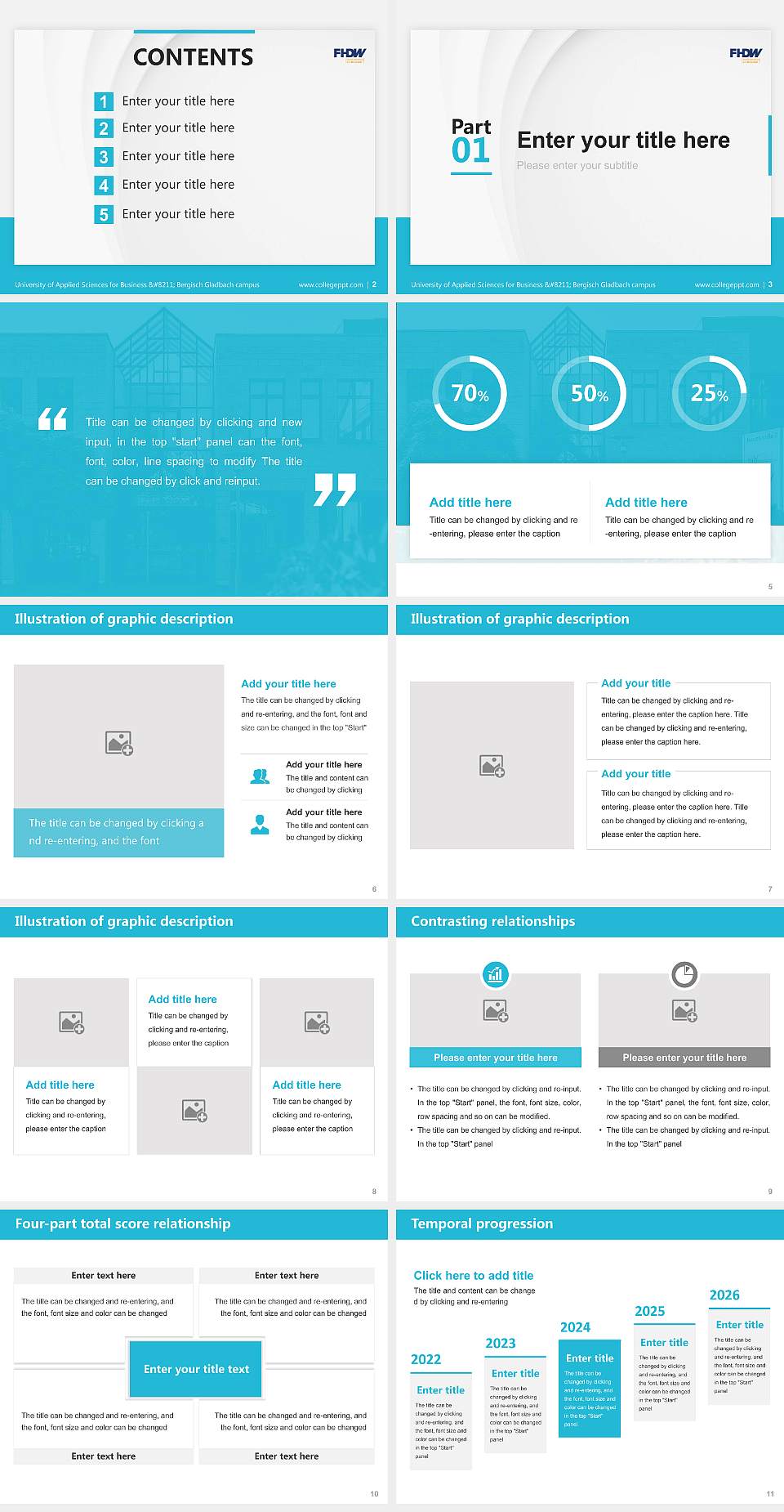 University of Applied Sciences for Business – Bergisch Gladbach campus Thesis Proposal/Graduation Defense PPT Template4:3 ratio PPT effect preview image2