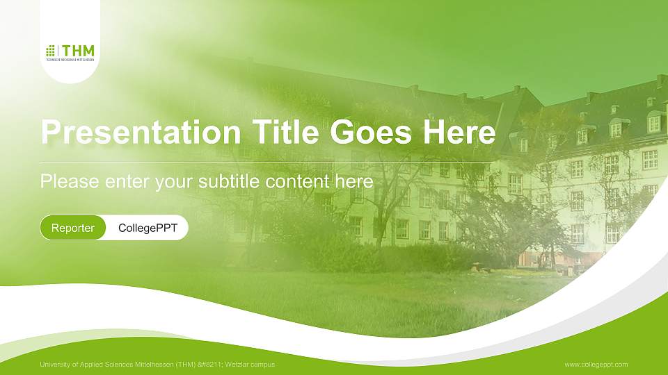 University of Applied Sciences Mittelhessen (THM) – Wetzlar campus Lecture Sharing and Networking Event PPT Template16:9 ratio PPT effect preview image