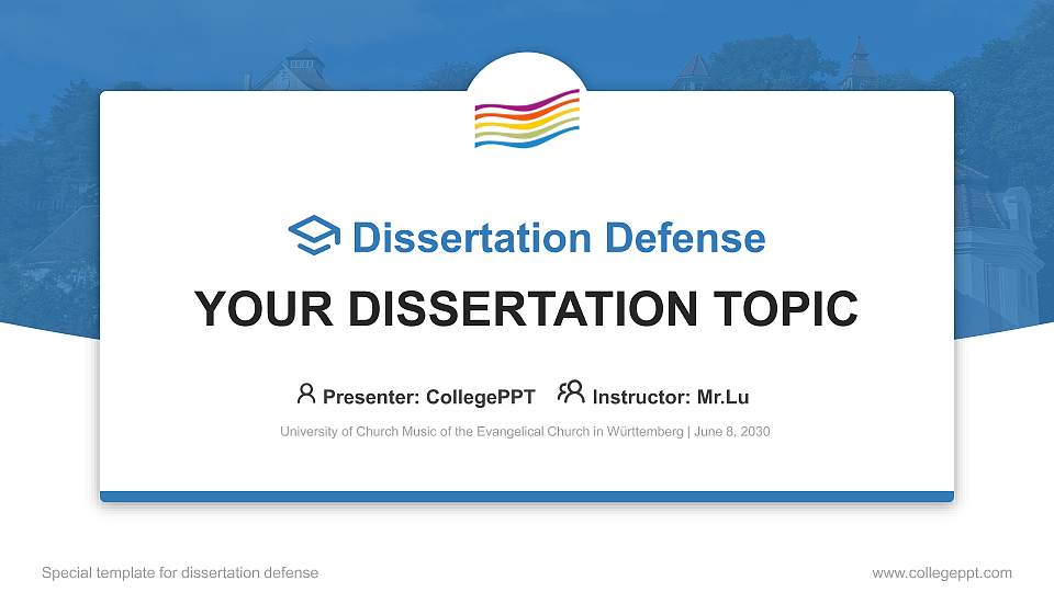 University of Church Music of the Evangelical Church in Württemberg Graduation Thesis Defense PPT Template16:9 ratio PPT effect preview image