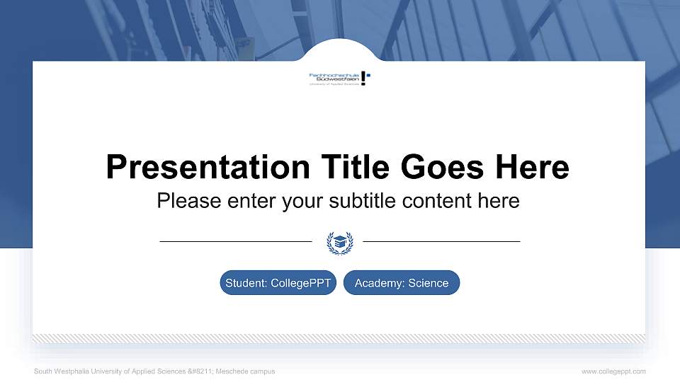 South Westphalia University of Applied Sciences – Meschede campus National Scholarship Defense PPT Template16:9 ratio PPT effect preview image