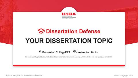 University of Applied Labour Studies of the Federal Employment Agency – Schwerin campus Graduation Thesis Defense PPT Template