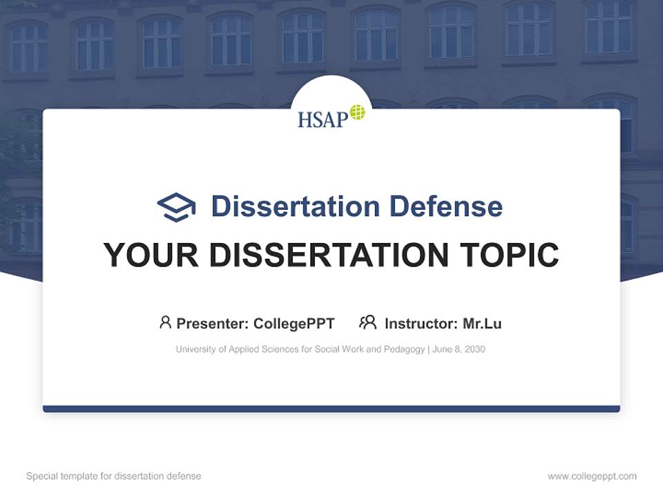 University of Applied Sciences for Social Work and Pedagogy Graduation Thesis Defense PPT Template4:3 ratio PPT effect preview image7