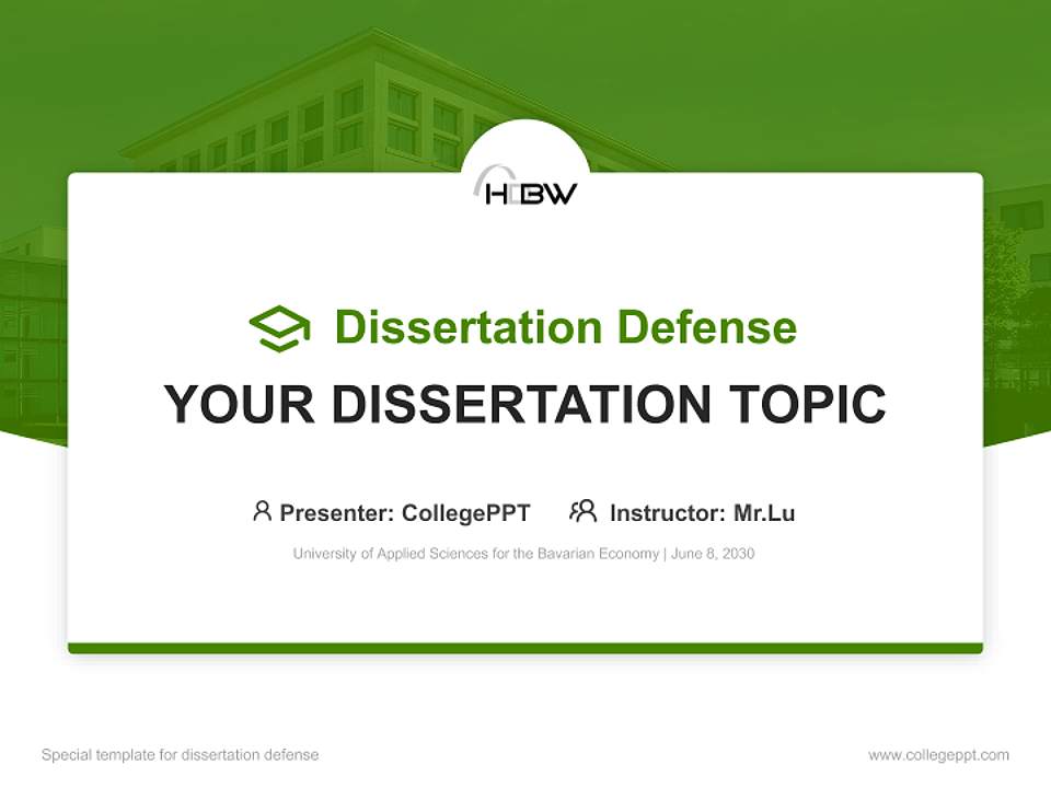 University of Applied Sciences for the Bavarian Economy Graduation Thesis Defense PPT Template4:3 ratio PPT effect preview image7