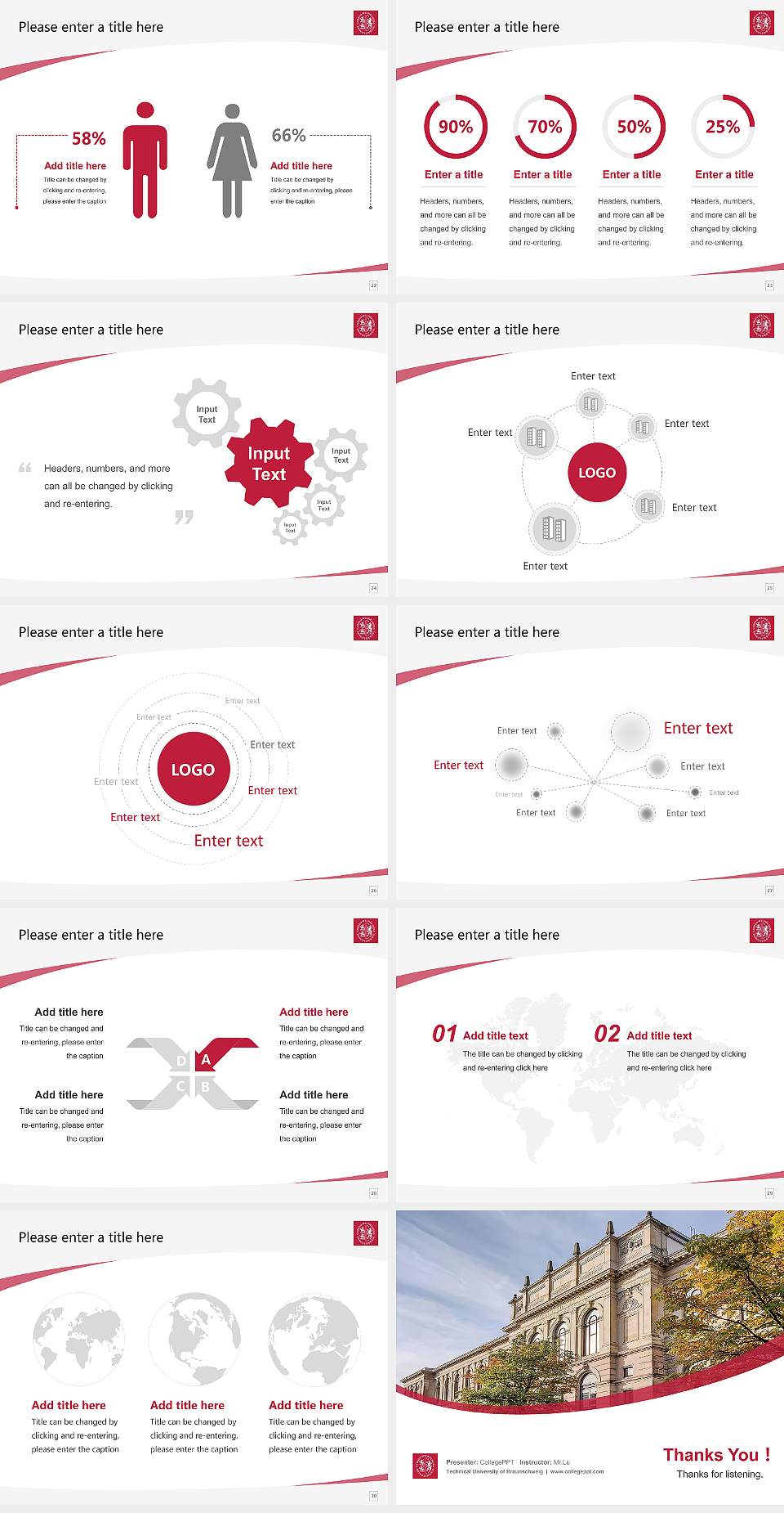 Technical University of Braunschweig Course/Courseware Creation PPT Template4:3 ratio PPT effect preview image4