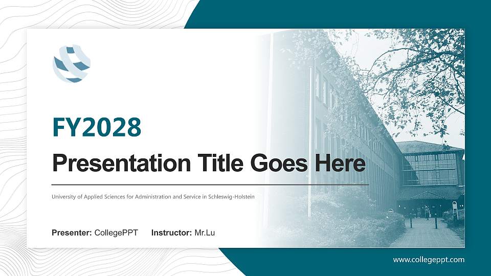 University of Applied Sciences for Administration and Service in Schleswig-Holstein Academic Presentation/Research Findings Report PPT Template16:9 ratio PPT effect preview image