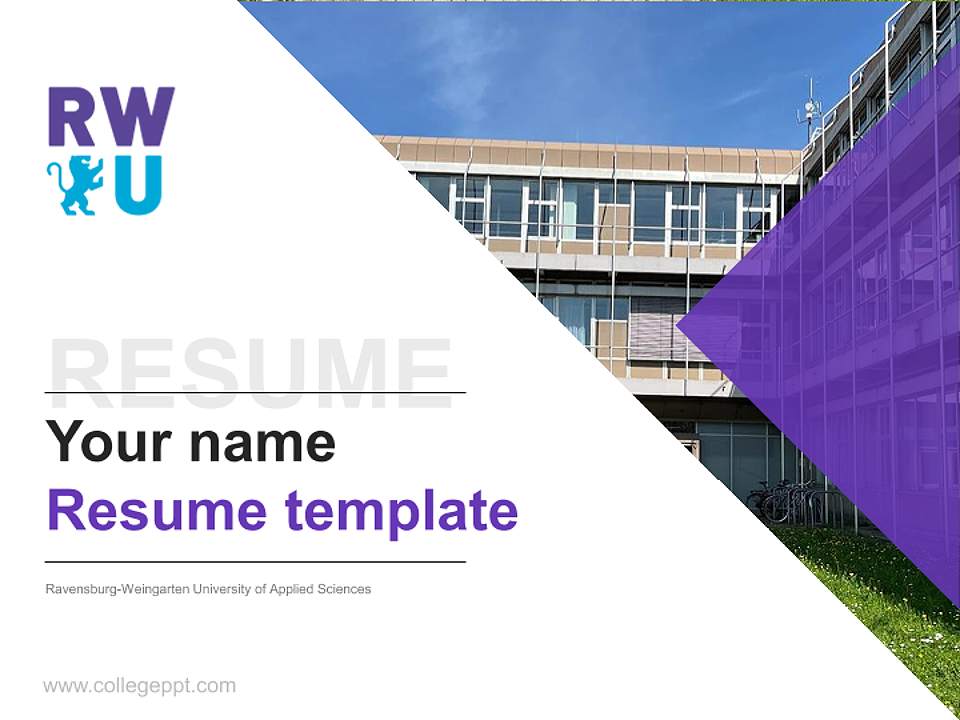 Ravensburg-Weingarten University of Applied Sciences Resume PPT Template4:3 ratio PPT effect preview image5
