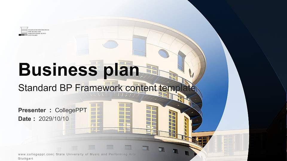 State University of Music and Performing Arts Stuttgart Competition/Entrepreneurship Contest PPT Template16:9 ratio PPT effect preview image