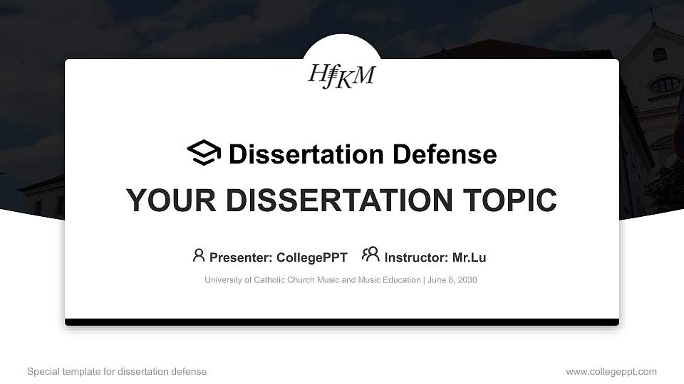 University of Catholic Church Music and Music Education Graduation Thesis Defense PPT Template16:9 ratio PPT effect preview image